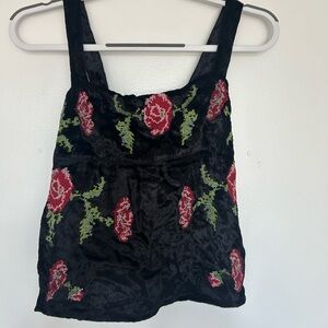 Black Flowered Backless Top
